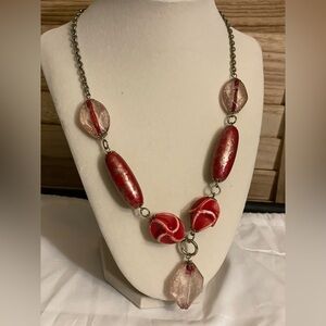 Elegant Red and Silver Necklace